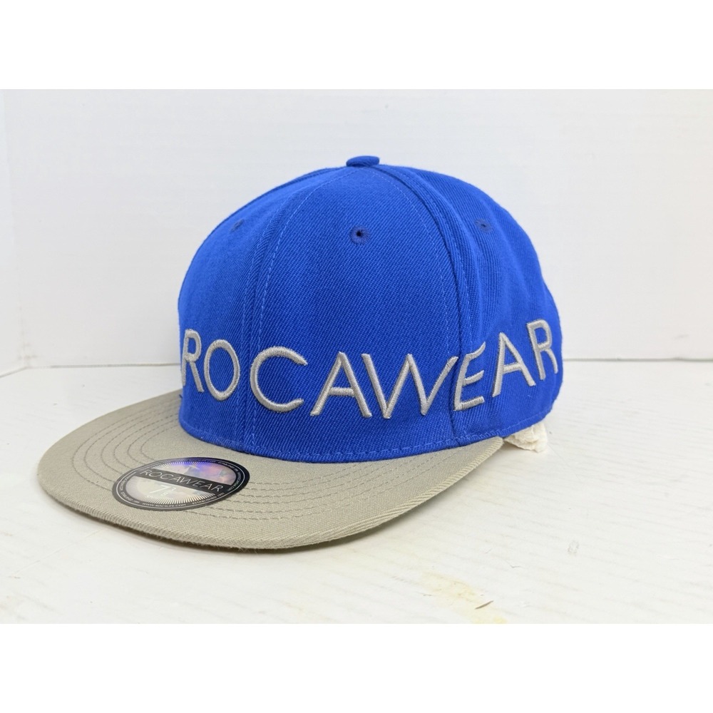 Rocawear Snapback Hat Blue Gray Wool Blend Embroidered Logo Hip Hop Cap L/XL Y2K